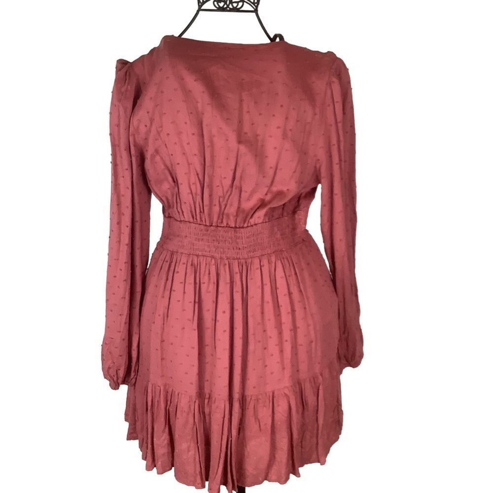 Lulus Charming Approach Dusty Rose Swiss Dot Mini Dress Size M Boho Romantic - Picture 3 of 11